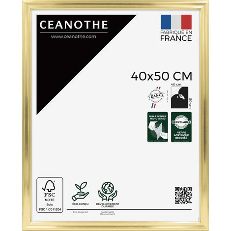 Cadre Photo Doré 40x50 cm et 50x40 cm – Cadre pour Photo 40x50 cm - Convient au A3 – Fabriqué en France – Cadre Photo Julia Doré 40x50 cm en résine recyclée - Verre acrylique Incassable (1/5)