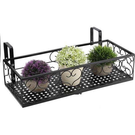 Hängender Blumenständer aus Eisen, Pflanztopf, Pflanzenregal, Geländerablage, Heimdekoration für Zaun, Garten, Balkongeländer (1/5)