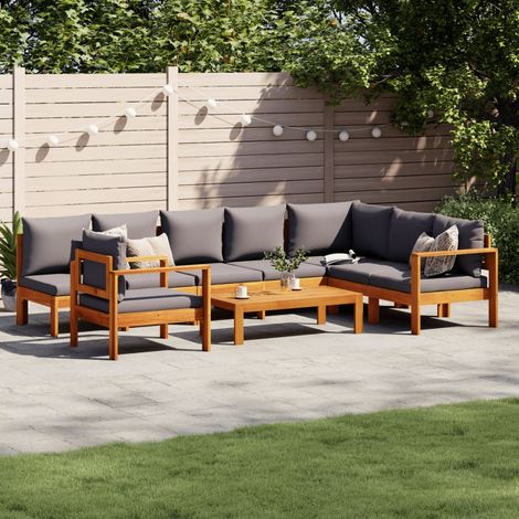 Salon de jardin avec coussins 6 pcs bois d'acacia solide (1/5)