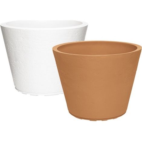 Vaso Tondo In Resina Leggera Tirso Bianco 40 Cm X H 30 Cm