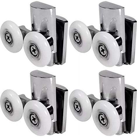 23 mm shower door rollers – Set of 4 top and bottom rollers – Zinc alloy and nylon – Individual mounting (1/5)