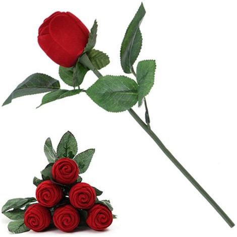 Portagioie a forma di rosa rossa, custodia romantica per gioielli, astuccio per proposta di matrimonio. (1/5)