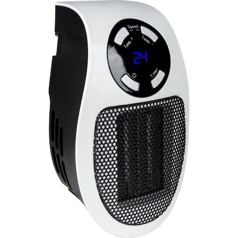 Ventilateur soufflant électrique 230V, 500W - Chauffage céramique PTC, débit 28,46 m³/h, rotation 90°, prise secteur