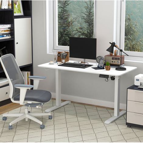 scrivania computer 140x70 elettrica regolabile bianca OKMYHOME (1/4)