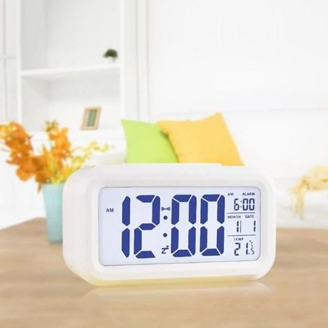 Réveil - Blanc - Smart Thermomètre - Écran LCD - Alarme - Fonction Snooze (1/4)