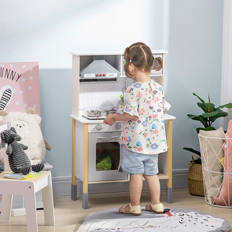 Cuisine Jouet pour Enfants avec Hauteur Réglable, Sons, Lumières et Ustensiles, en MDF et PP, 60x30.5x93.2 cm (1/5)