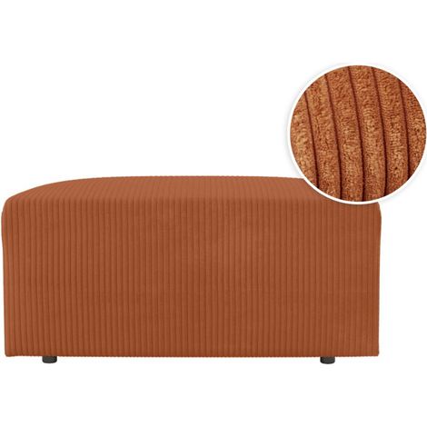 Loungitude – Pouf d'appoint en velours côtelé – Couleur terracotta – Assise moelleuse et coussins de dossier larges – Pour intérieur moderne