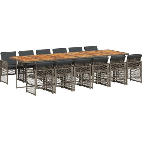 Maison Exclusive - Set comedor de jardín con cojines 13 pzas ratá (1/5)