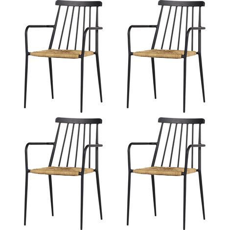 4xEvira Chaise de jardin empilable, noir et naturel. (1/5)