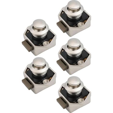 5 loquets à bouton, poussoir pour armoire, camping, car, caravane (1/5)