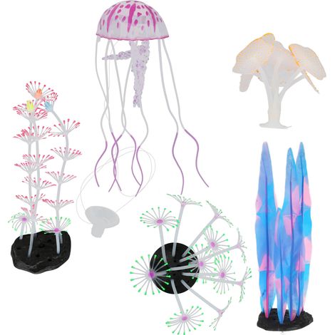 Décoration pour aquarium : méduse/corail lumineux en silicone simulant un corail. (1/5)