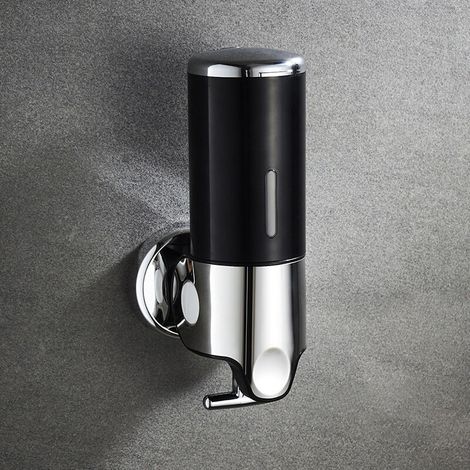 royaluxe - 450ML Distributeur de Savon Mural, Distributeur de Savon à Mains à Une seule tête Distributeur Liquide Gel Douche Shampoo pour Cuisine Salle de Bains Hotel (Noir) (1/3)