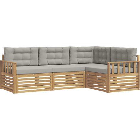 Outdoor Sofa Set 5 pcs White and Light Grey Polyester vidaXL (1/5)
