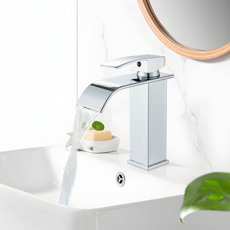 Wasserfall-Waschtischarmatur, Einloch-Zweiwege-Mischbatterie, modernes Design, Chrom (1/5)