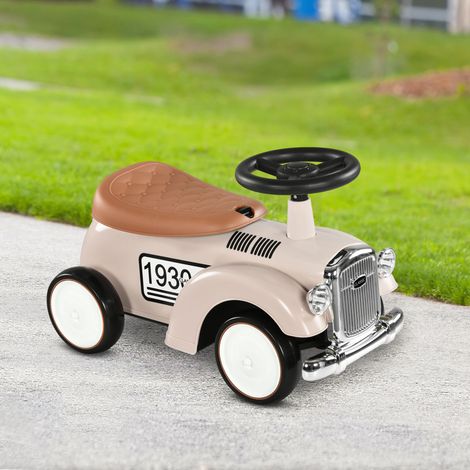 Voiture électrique pour bébé de 12 à 36 mois avec klaxon, compartiment de rangement et volant, 58 x 27 x 35 cm, crème (1/5)