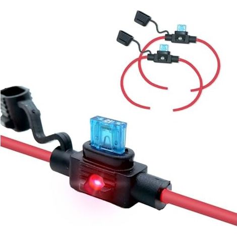 IP67 Wasserdichter LED-Sicherungshalter für ASP-Minisicherungen, 12 V/24 V, max. 30 A DC, Kabelquerschnitt 12 AWG – Geeignet für Kfz, Boote, Wohnmobile und Solaranlagen – 2er-Pack