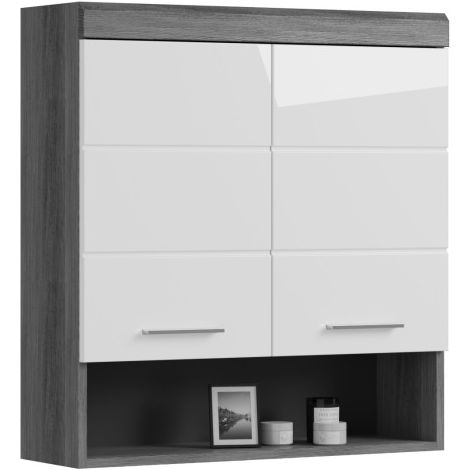 Mobile alto da stoccaggio SCOTT – 2 porte – Grigio scuro e bianco – 74x79x24 cm