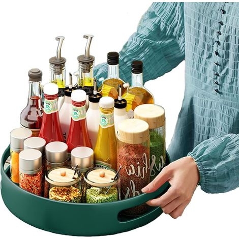 MINKUROW Portaspezie Girevole In Metallo Per Armadio, Bancone, Credenza, Tavolo, Cucina O Dispensa (Acciaio, 31cm, Verde) (1/5)