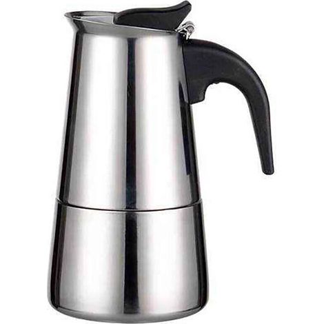 Cafetière italienne Moka en acier inoxydable – 2 tasses (100 ml), compatible toutes plaques sauf induction