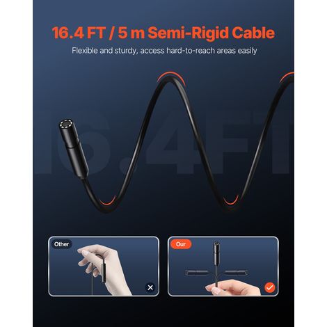 Caméra Endoscopique avec Câble Semi-rigide 5 m, Endoscope HD 1920p pour Android et iOS, avec 8 Lumières LED Réglables, Zoom, Étanch… (1/5)