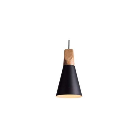 E27-Pendelleuchte aus Holz und Metall, Industriestil, Deckenleuchte für den Innenbereich, Aluminium-Kronleuchter, höhenverstellbare Lampe für Wohnzimmer und Restaurants - Crezuo