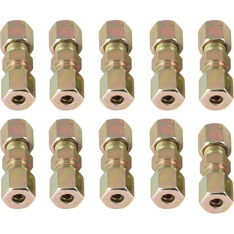 10x Brake Line Connectors 4.75 mm Brake Line Connector for Brake Line without Flanging Connectors, Copper Steel Brake Lines (1/5)