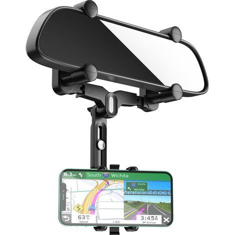 Support de téléphone pour rétroviseur de voiture. rotation à 360°. vision horizontale et verticale. support de téléphone réglable. support de téléphone mains libres pour voiture (1/4)