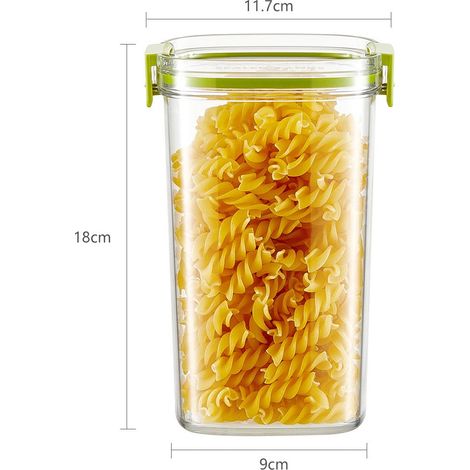 Pot À Conservation Aliments - Bocal Transparent Avec Couvercle Étanche Double Joint - Pour Riz Grains Et Produits Secs - 1300 ml (1/3)
