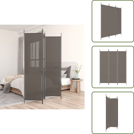The Living Store Biombo divisor de 3 paneles de tela gris antracita 150x200 cm - División de ambientes