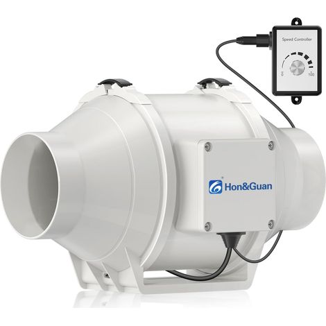 100mm Ventilateur d'extraction EC Extracteur d'Air 366m³/h avec contrôle de vitesse variable, extracteur d'air de conduit pour bain, évents, serres, tente (1/5)