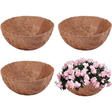4pcs 44cm Fibre de Coco pour Pot de Fleurs, Doublures de Panier Suspendu pour Pots de Fleurs Remplacement en Fibre de Coco pour jardinière Panier à Plantes Jardin Extérieur (1/5)