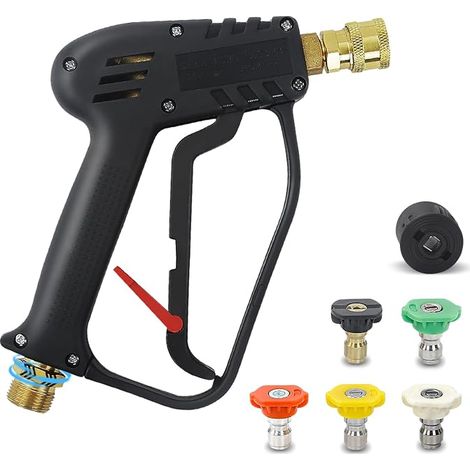 Pistola de alta presión de 4000 PSI, pistola de limpieza con 5 boquillas M22-14 mm y conector rápido para Karcher, para coche, hogar y jardín. (1/5)