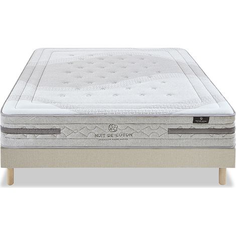 Ensemble Sérénade 160x200 cm Matelas Ressorts ensachés + Sommier Bois (1/5)