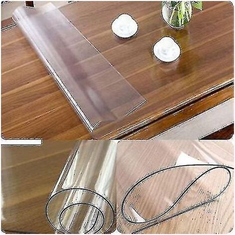 Protège-table PVC transparent sur mesure 160x90 cm – Protection contre taches et rayures – Pour surfaces intérieures (1/3)