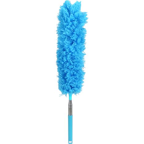 Plumeau télescopique flexible microfibre acier inoxydable extensible 135cm bleu ciel dépoussiérant (1/5)