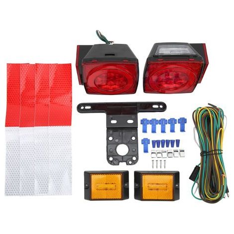 Kit de feux arrière carrés à LED 12 V pour remorque, éclairage rouge, étanche, haute luminosité, pour camion ou bateau de 80 pouces de large. (1/3)