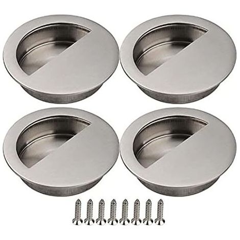 4 Poignée Encastrée,Acier Inoxydable 304,Design Demi-cercle,50mm,Porte Coulissante Armoire Cuisine (1/5)