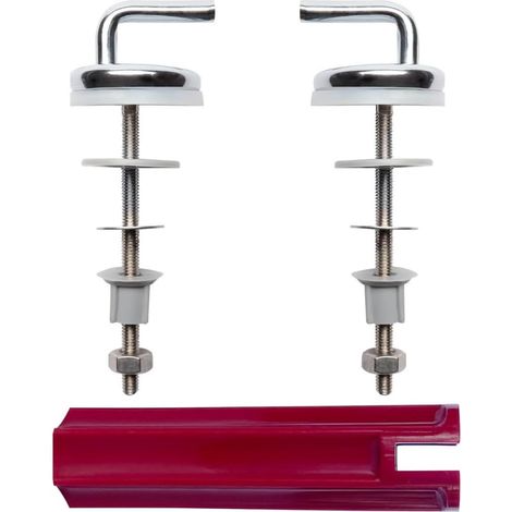 Kit de fixation pour WC universel, paire de charnières de rechange réglables en S en acier chromé + clé pour montage et démontage des sièges WC avec vis papillon ou écrou CH 14 mm (1/5)