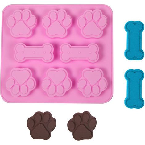 Moule Silicone Qualité Alimentaire Bonbon, Moule à Chocolat Réutilisables, 3D en Forme de Patte de Chien et D'os de Chien, pour Faire Chocolat ect (1/5)