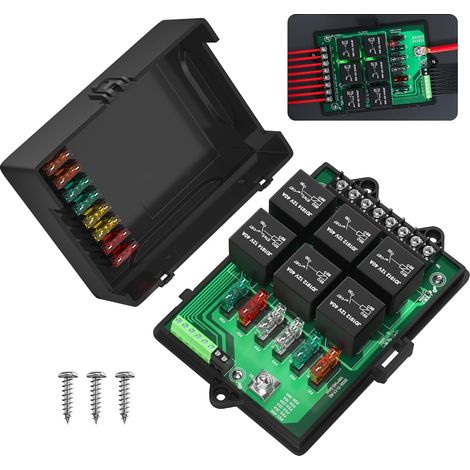Boîte à fusibles et relais 12 V avec Relais 6 Voies et 14 Fusibles à Lame ATC/ATO,Porte Fusible Universel étanche pour Voiture Camion Automobile Bateau (1/5)