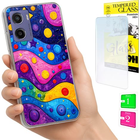 Funda para Motorola Moto E15 / Moto G05, carcasa trasera con diseño de olas y cristal (1/5)