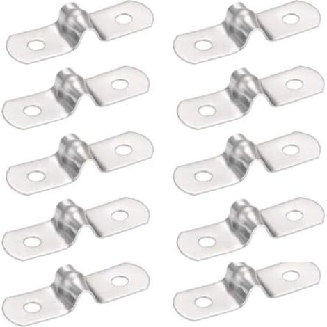 Lot de 16 sangles tuyau rigides 5 mm à 2 trous en acier inoxydable, colliers serrage robustes pour fixation tuyaux, électricité, échappement, plomberie - 5mm (1/5)