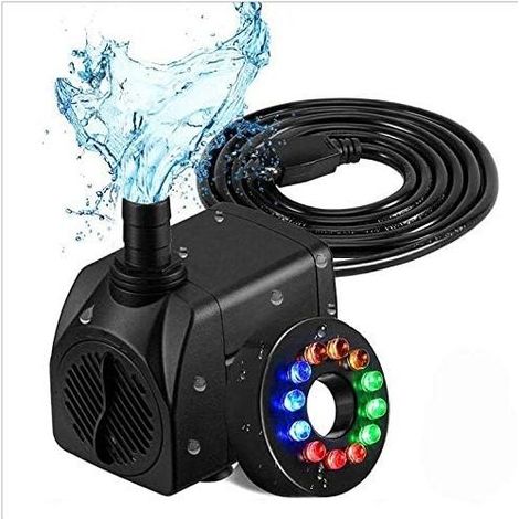 Pompe à eau électrique 800L/H Pompe à eau pour fontaine 16W silencieuse avec lumière LED 12 couleurs (1/5)