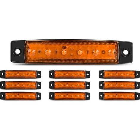 Feu De Position Arrière Amber - 6 LED SMD 2835 - 120 lm - Étanche IP67 - Pour Remorque Camion Bus Caravane Bateau - Lot De 10 (1/5)