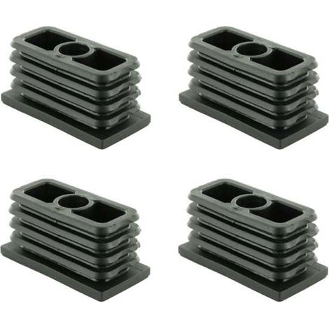 Cyclingcolors – Lot de 4 embouts de tube rentrant rectangulaire en plastique noir – Charge max 200kg – Taraudé pour vis M8 – Dimensions 40 x 20 mm