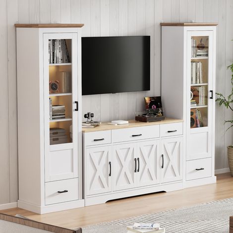 Vitrine aus Spanplatte in Mattweiß mit Acryl 50x35x178 cm, 5 Fächer, Schublade, LED mit USB