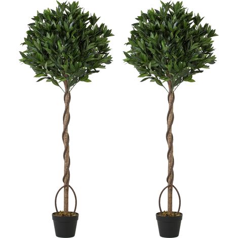 Outsunny Realistic Lush Topiary Ball Tree with Twisted Trunk, Green (1/5)