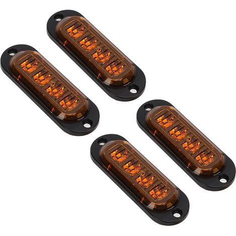 Lot de 4 Feux Latéraux Camion 3000K Haute Luminosité IP65 Étanche LED Facile à Installer Clignotants d'Urgence 12-24V Jaune (1/5)