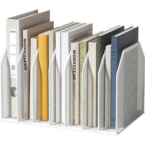 Ablagefach für Ordner, ideal für einen vertikalen Schreibtisch. Robuster Drahtgitter-Ordner für Bücher und Ringbücher. (1/5)