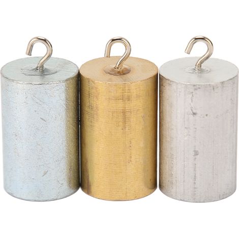 Lot de 3 cylindres métalliques en cuivre, fer et aluminium pour expériences de densité (1/5)